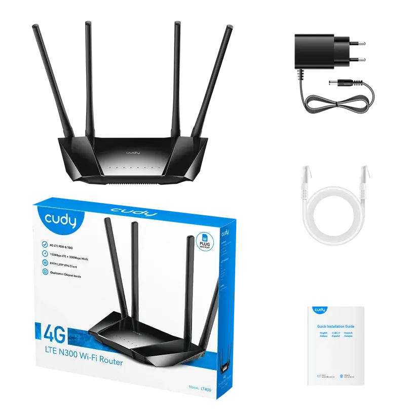 Cudy LT400 2.0 - ראוטר 4G N300 עם Wi-Fi