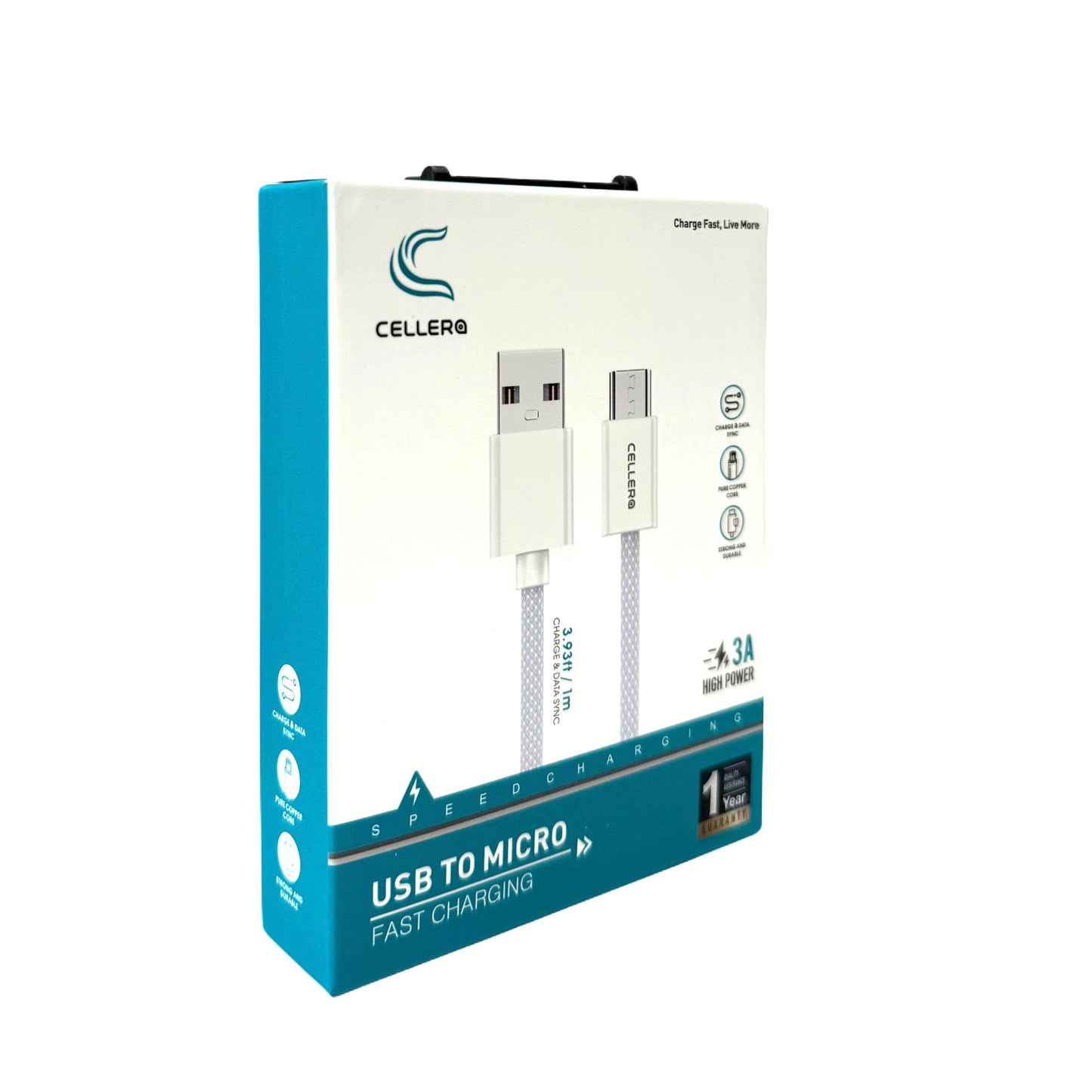 כבל קלוע USB-A to Micro-USB