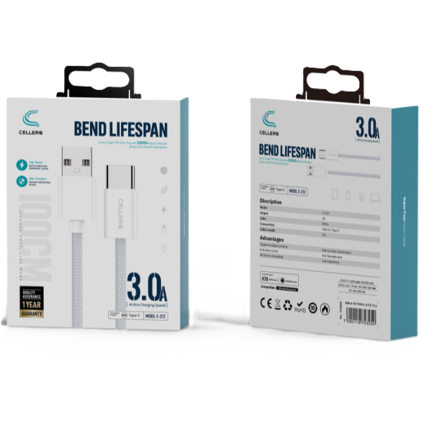 כבל קלוע USB-A ל- (iPhone / Type-C / Micro-USB)