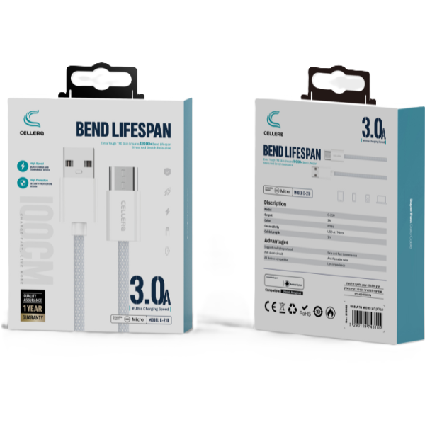 כבל קלוע USB-A ל- (iPhone / Type-C / Micro-USB)